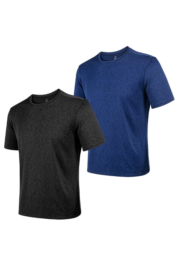 2 Pack Men's Athletic T Shirts Quick-Dry Active Workout Crew Neck Short Sleeve Top,Sizes m-2XL