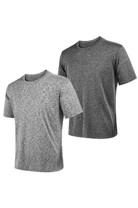 2 Pack Men's Athletic T Shirts Quick-Dry Active Workout Crew Neck Short Sleeve Top,Sizes m-2XL