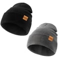 thumbnail image 1 of REDESS 2 Pack Warm Winter Knit Cuffed Beanie Hat for Men and Women,Black+Dark Grey, 1 of 8