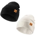 thumbnail image 1 of REDESS 2 Pack Warm Winter Knit Cuffed Beanie Hat for Men and Women,Black+White, 1 of 8
