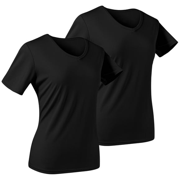 REDESS Athletic Shirts for Women, Short Sleeve V-Neck Top, 2-Pack