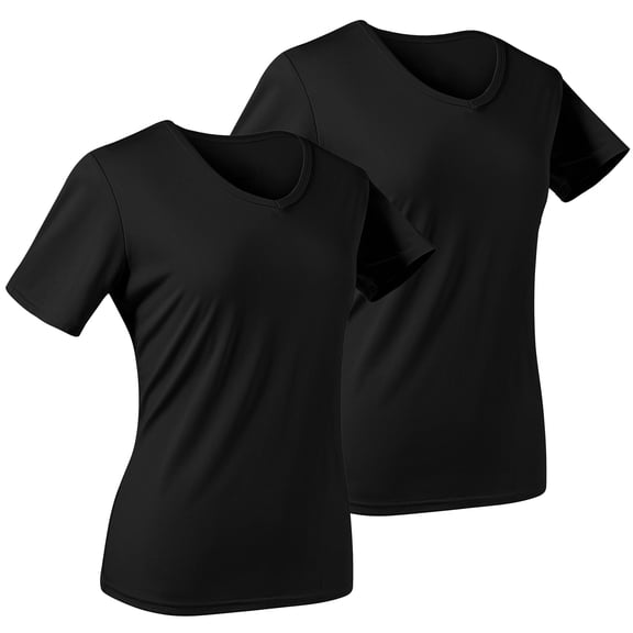 REDESS 2-Pack Womens T-Shirts V-Neck Short Sleeve Casual Summer Basic Tops for Everyday Workout Yoga Gym