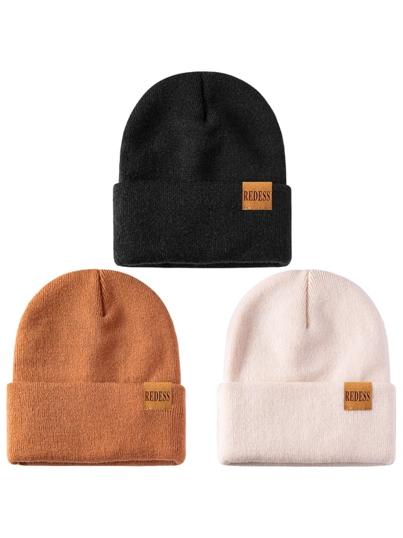 3 Pack Kids Warm Winter Knit Cuffed Beanie Hat for Boy and Girl 0-3 Year old