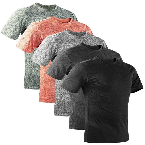 REDESS 5 Pack Men's Athletic T Shirts Quick-Dry Active Workout Crew Neck Short Sleeve Top,Sizes m-2XL