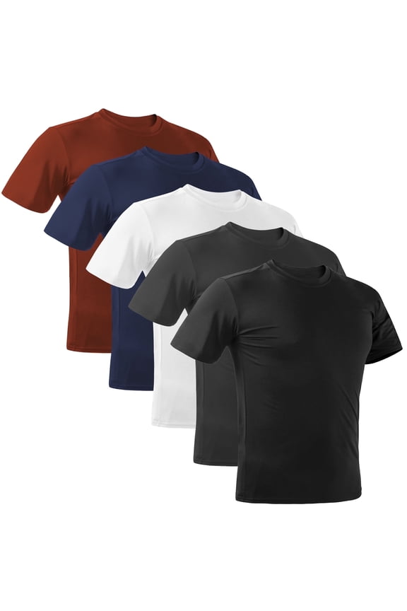 5 Pack Men's Athletic Shirts Quick-Dry Active Crew Neck T Shirts Short Sleeve,Sizes m-2XL