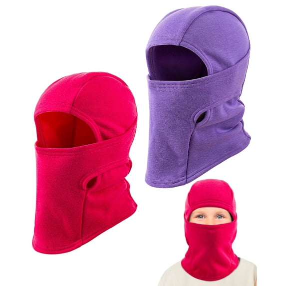 REDESS Balaclava Face Mask for Kid Warm Fleece Windproof Ski Mask for Boy and Girl,Black 2 Pack