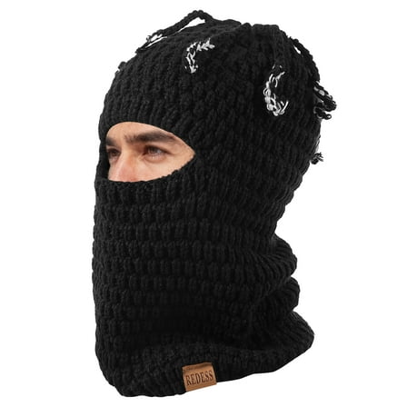 REDESS Balaclava Ski Mask for Men and Women,Warm Acrylic Windproof Winter Hat for Motorcycle Ski Hiking,Black