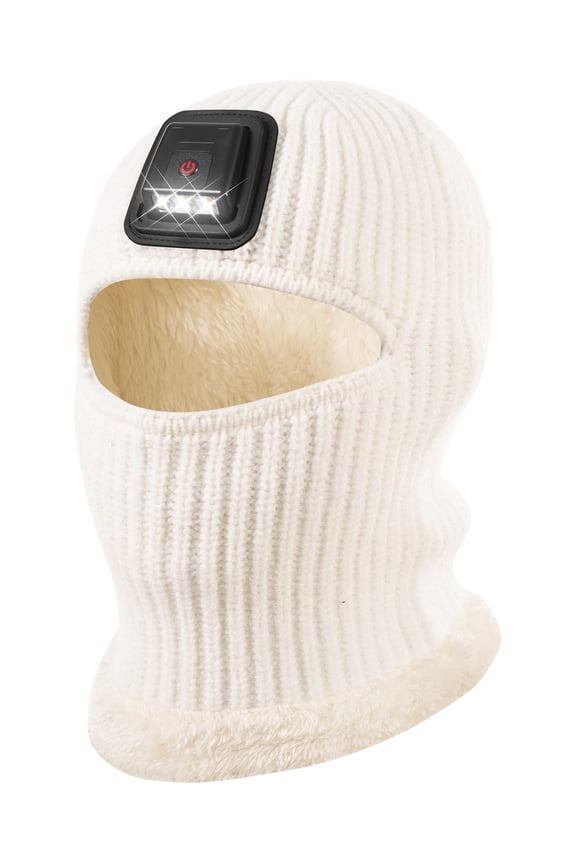 Balaclava with Light Face Mask for Kid,Unisex USB Rechargeable LED Headlamp Balaclava Black