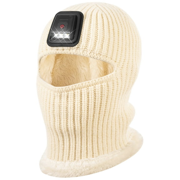 REDESS Balaclava with Light Face Mask for Kid,Unisex USB Rechargeable LED Headlamp Balaclava Black