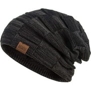 REDESS Beanie Hat for Men and Women Winter Warm Hats Knit Slouchy Thick Skull Cap-Black