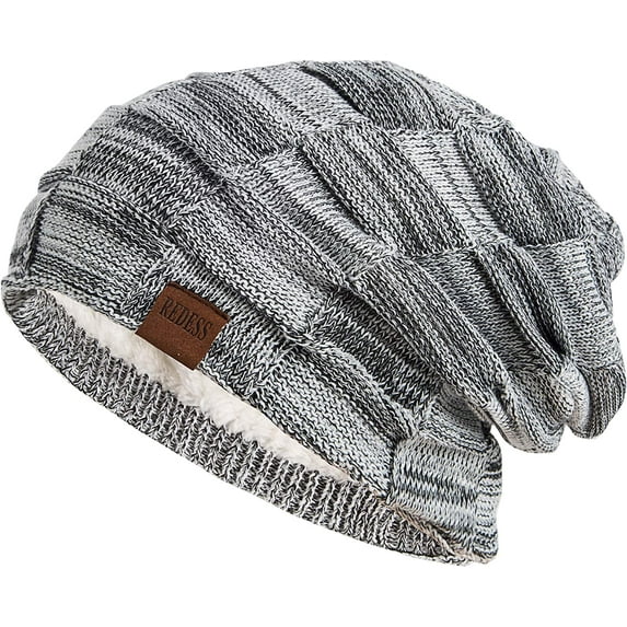 REDESS Beanie Hat for Men and Women Winter Warm Hats Knit Slouchy Thick Skull Cap-Mix Black