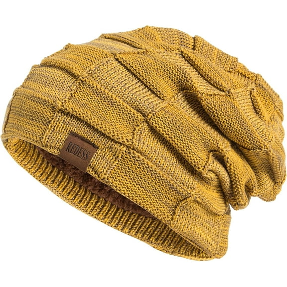 REDESS Beanie Hat for Men and Women Winter Warm Hats Knit Slouchy Thick Skull Cap-Yellow