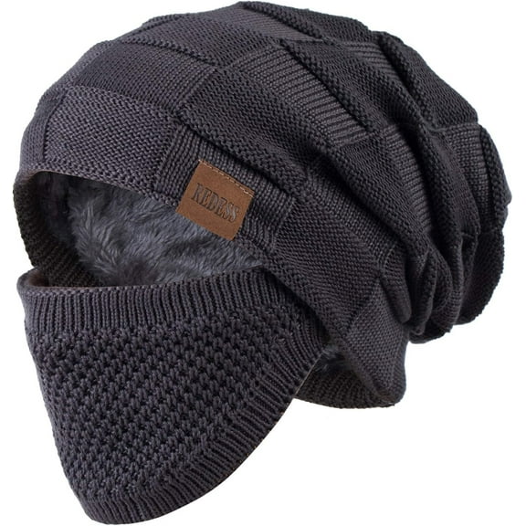 REDESS Beanie Hat for Men and Women Winter Warm Hats Knit Slouchy Thick Skull Cap with Face Cover