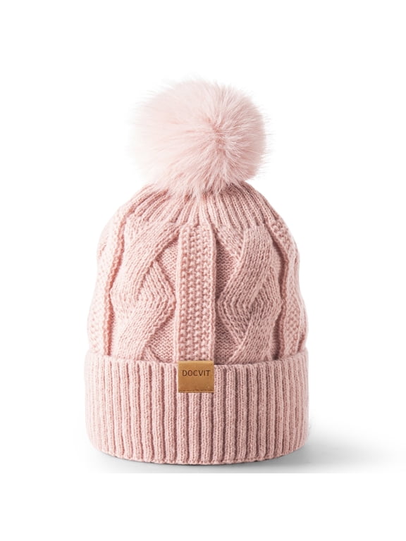 Beanie Hats for Women,Winter Warm Knitted Fleece Lined Hats Black