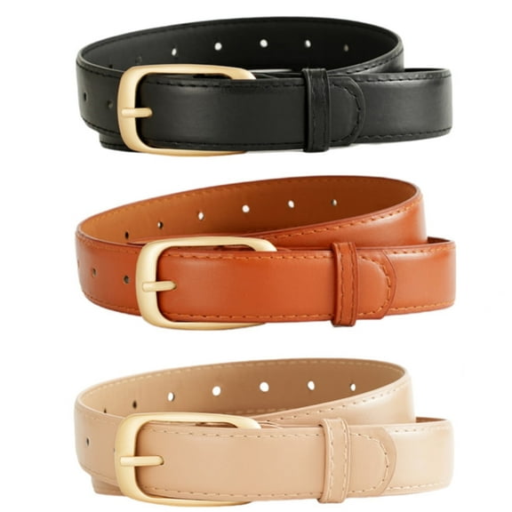 REDESS Belts for Women with Fashion Gold Buckle Leather Belts for Jeans Pants Dresses,3 pack