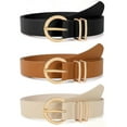 thumbnail image 1 of REDESS Belts for Women with Fashion Gold Buckle Leather Belts for Jeans Pants Dress,3 Pack, 1 of 6
