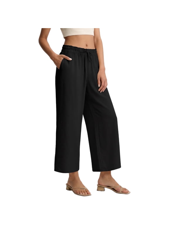 Capri Pants for Women Summer Capris Adjustable Drawstring with Pockets M-XXXL