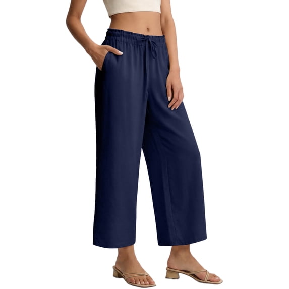 REDESS Capri Pants for Women Summer Capris Adjustable Drawstring with Pockets M-XXXL