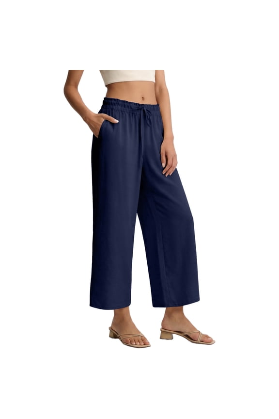 Capri Pants for Women Summer Capris Adjustable Drawstring with Pockets M-XXXL