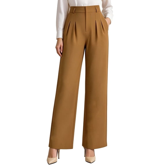REDESS Dress Pants for Women Wide Leg Pant Business Casual Flowy Palazzo Pants with Pocket,XS-2XL