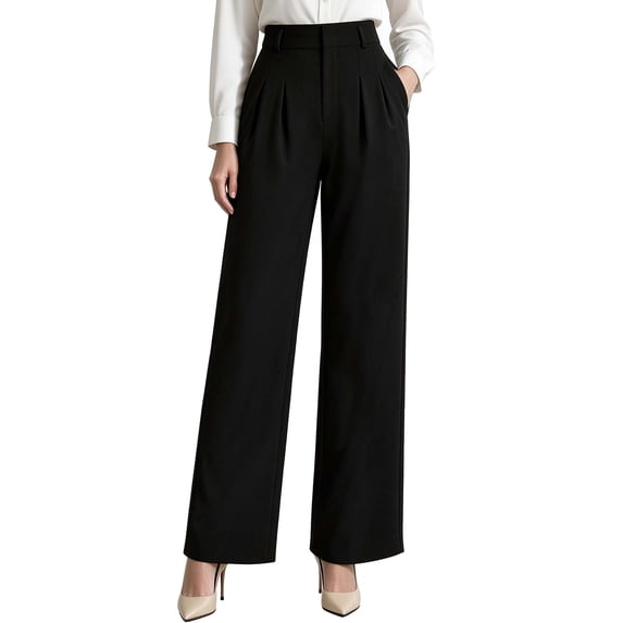 REDESS Dress Pants for Women Wide Leg Pant Business Casual Flowy Palazzo Pants with Pocket,XS-2XL