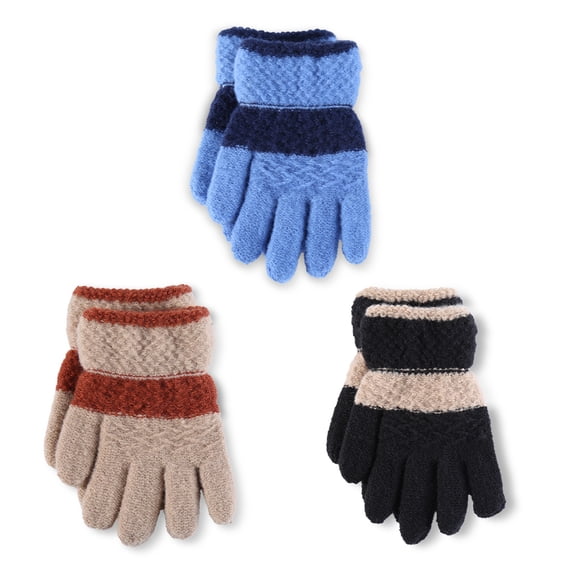 REDESS Toddler Winter Gloves for Kids 2‑6 Years Old, Soft Knit Full‑Finger Kids Glovesfor Little Boys Girls 3 Pack
