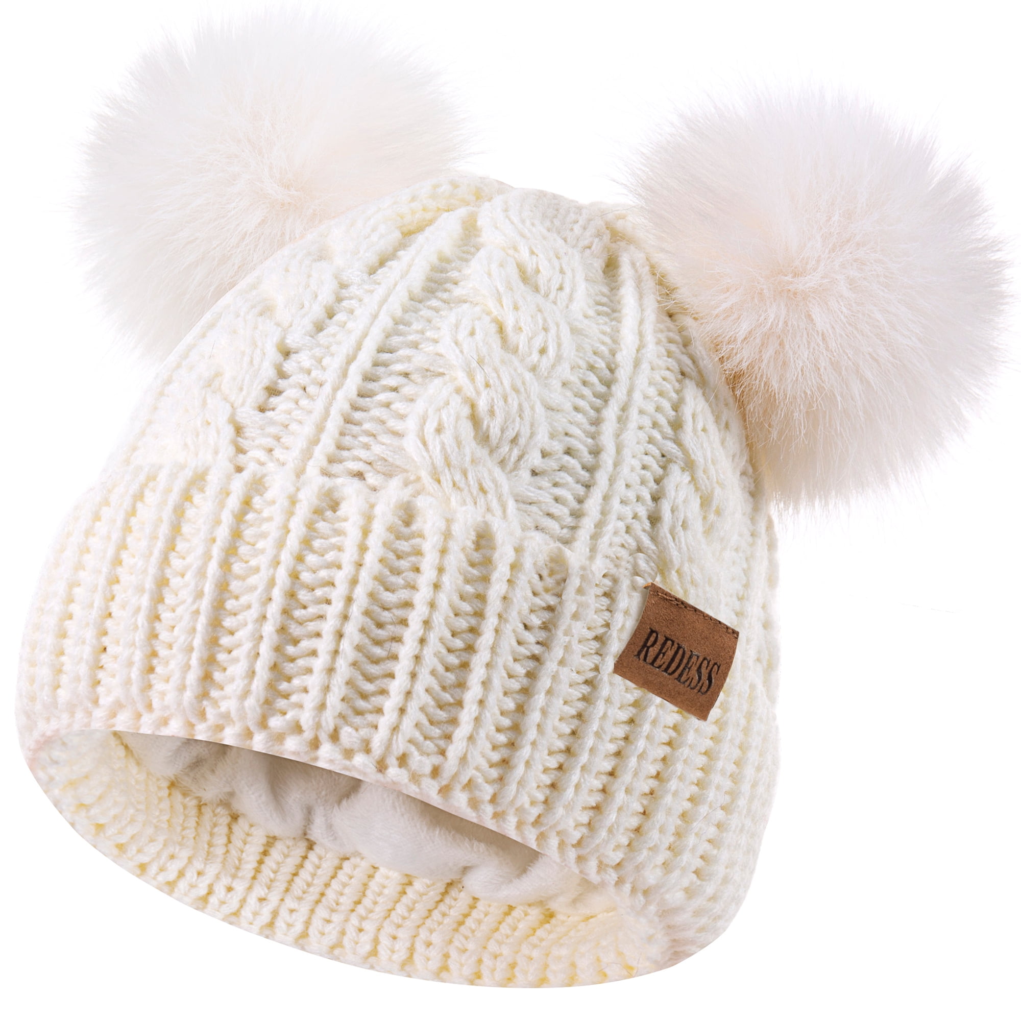 REDESS Kids Winter Beanie Hat with Two Pom-Poms for Girls 3