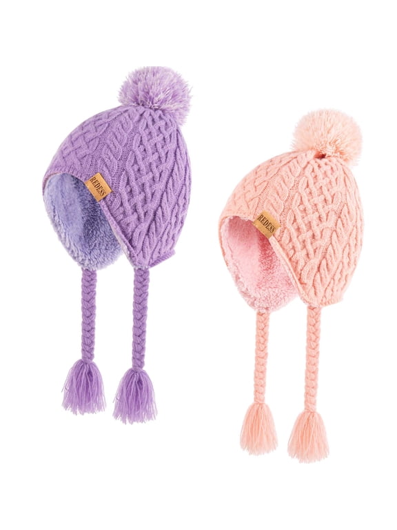 Kids Beanie Hat Children Boys Girls Winter Warm Knit Soft Cap 2 Pack