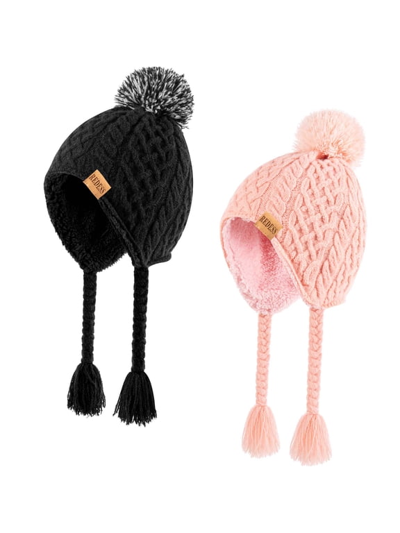 Kids Beanie Hat Children Boys Girls Winter Warm Knit Soft Cap 2 Pack
