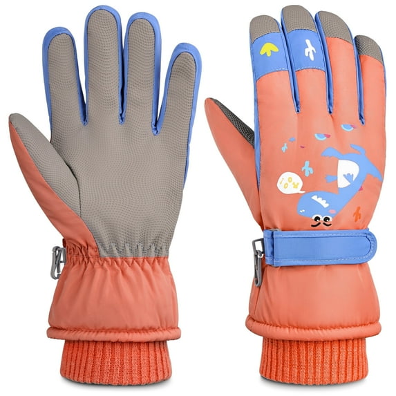 REDESS Kids Winter Gloves With Touch Screen Waterproof for Boy and Girl Sports,Skiing, Orange