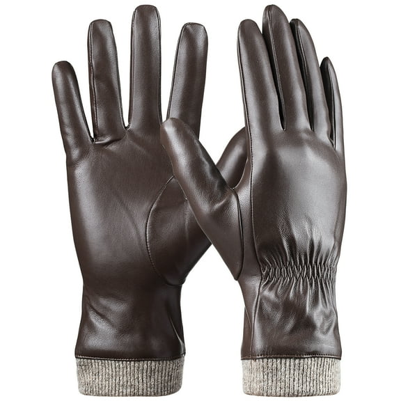 REDESS PU Leather Black Gloves for Women, Soft Winter Thermal Snow Driving Gloves Touchscreen