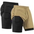 thumbnail image 1 of REDESS Men's Shorts with compression liner Athletic Running Workout Gym Activewear Basketball Shorts for Men,Khaki,2 Pcs, 1 of 8