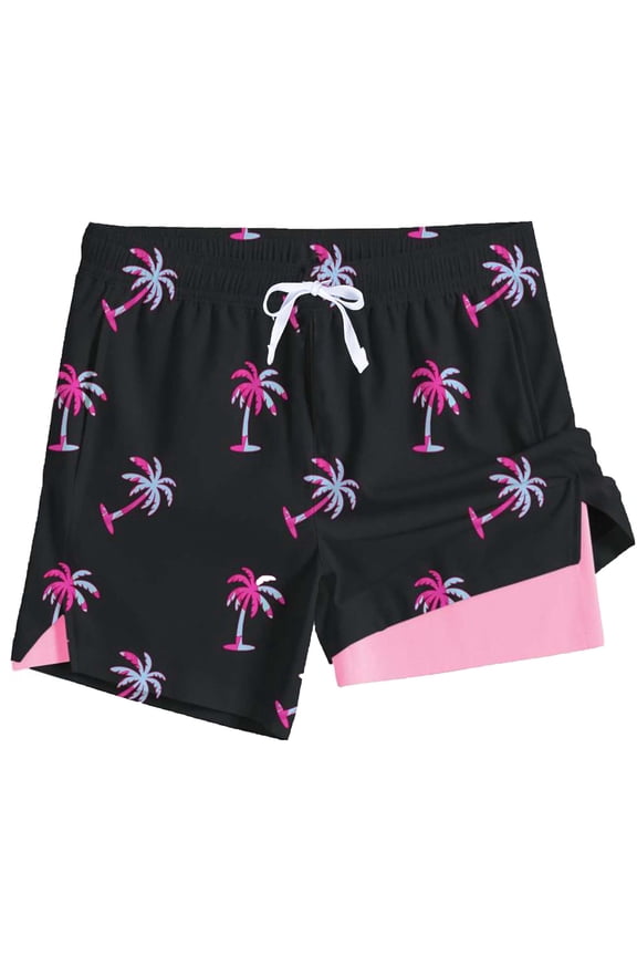 Mens Swim Trunks with Liner, Mens Athletic Running Workout Shorts 6" Inseam, Sizes S-2XL