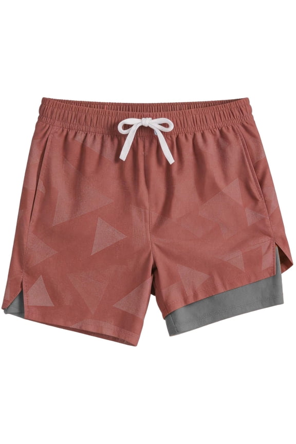 Mens Swim Trunks with Liner, Mens Athletic Running Workout Shorts 6" Inseam, Sizes S-2XL