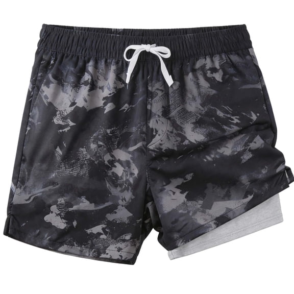 REDESS Mens Swim Trunks with Liner, Mens Athletic Running Workout Shorts 6" Inseam, Sizes S-2XL