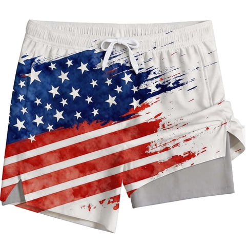 Mens Swim Trunks with Liner, Mens Athletic Running Workout Shorts 6" Inseam, Sizes S-2XL