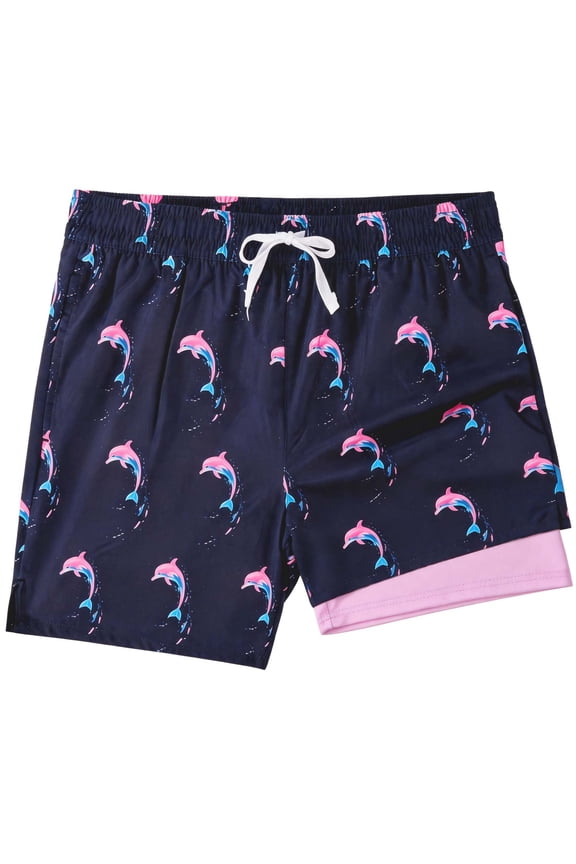 Mens Swim Trunks with Liner, Mens Athletic Running Workout Shorts 6" Inseam, Sizes S-2XL