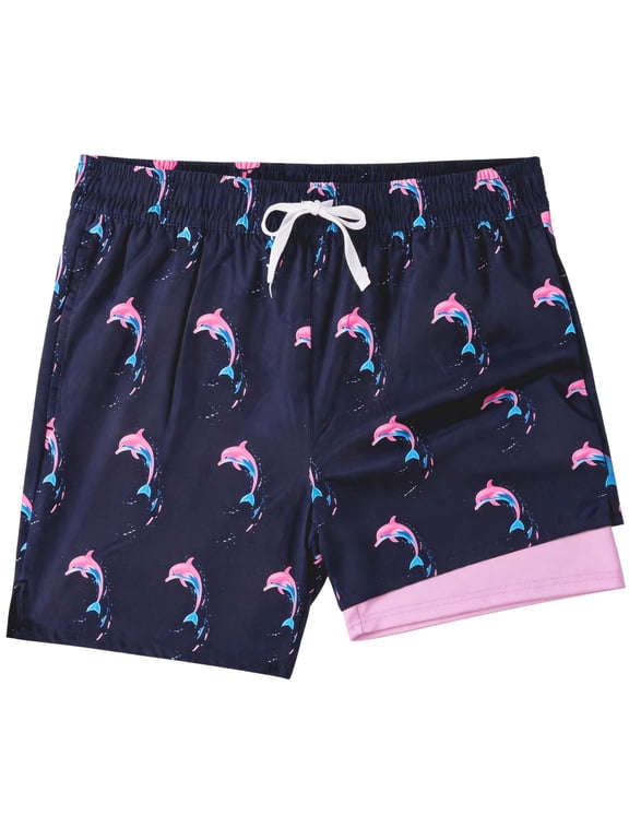 Mens Swim Trunks with Liner, Mens Athletic Running Workout Shorts 6" Inseam, Sizes S-2XL