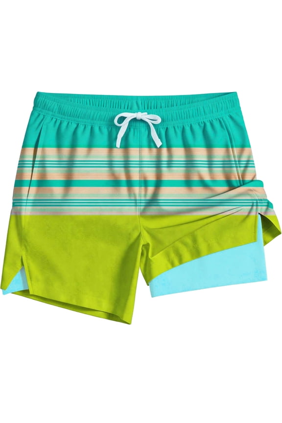 Mens Swim Trunks with Liner, Mens Athletic Running Workout Shorts 6" Inseam, Sizes S-2XL