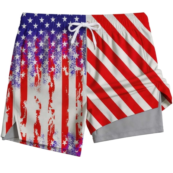 REDESS Mens Swim Trunks with Liner, Mens Athletic Running Workout Shorts 6" Inseam, Sizes S-2XL