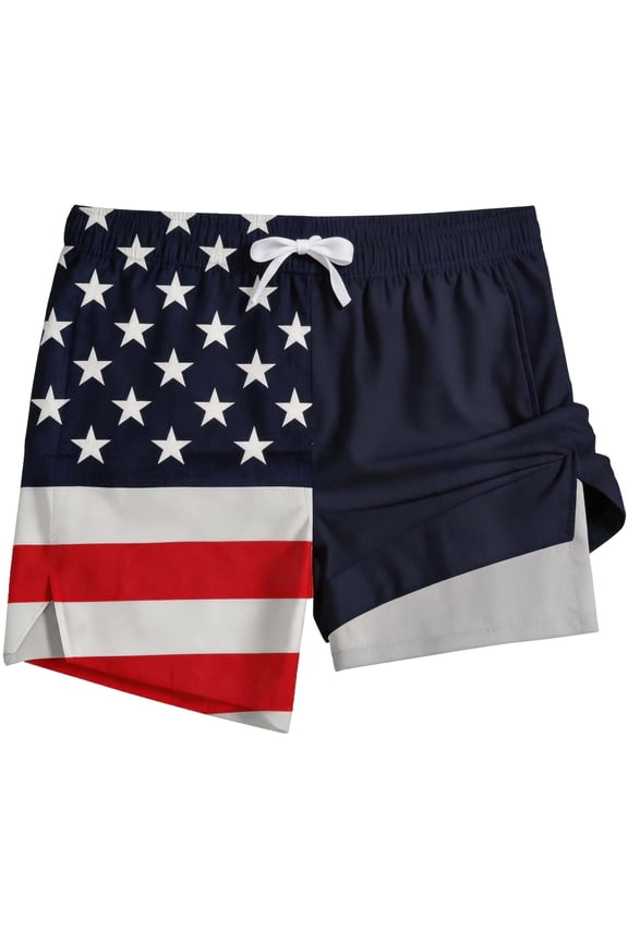 Mens Swim Trunks with Liner, Mens Athletic Running Workout Shorts 6" Inseam, Sizes S-2XL