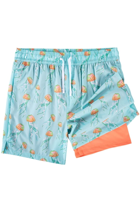 Mens Swim Trunks with Liner, Mens Athletic Running Workout Shorts 6" Inseam, Sizes S-2XL