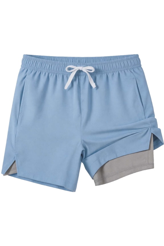 Mens Swim Trunks with Liner, Mens Athletic Running Workout Shorts 6" Inseam, Sizes S-2XL