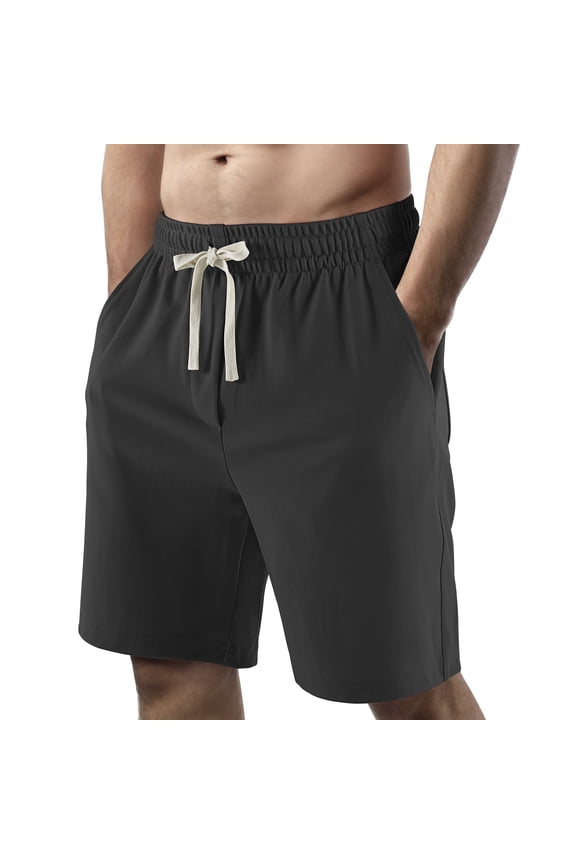 Mens Shorts Casual with Pockets ,Drawstring Elastic Waistband Shorts for Men,Dark Grey