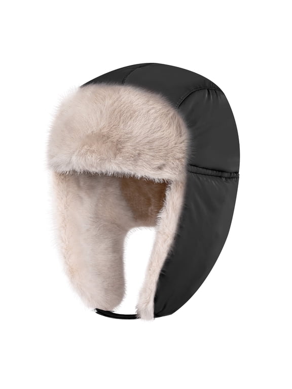 Winter Trapper Hat for Boys Girls,Earflap Cap Waterproof &Windproof Beanie Faux Fur Lined Kids Hat