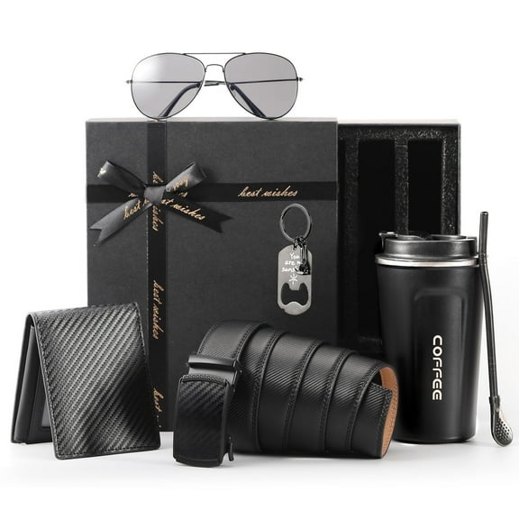REDESS Men's Gifts with Belt,Coffee Mug, Wallet and Sunglasses for Men,Dad and Him