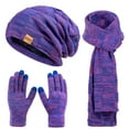 thumbnail image 1 of REDESS Men's Winter Beanie Hat Scarf & Glove Sets for Adult,Knit Slouchy Thick Skull Hats and Glove Set-Blue&Rose, 1 of 7