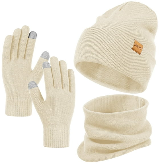 REDESS Winter Hat, Scarf & Glove Set for Men and Women,Black