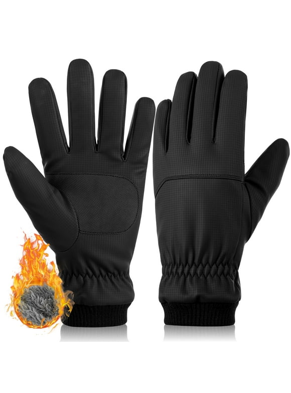 Men's and Women's Winter Gloves Waterproof Warm for Ski Driving Running Black