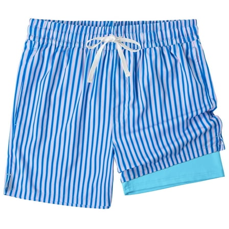 REDESS Mens Swim Trunks with Liner, Mens Athletic Running Workout Shorts 6" Inseam, Sizes S-2XL